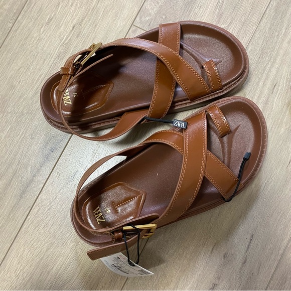 Zara Cross Strap Flat Sandals US 6.5 - Picture 9 of 13